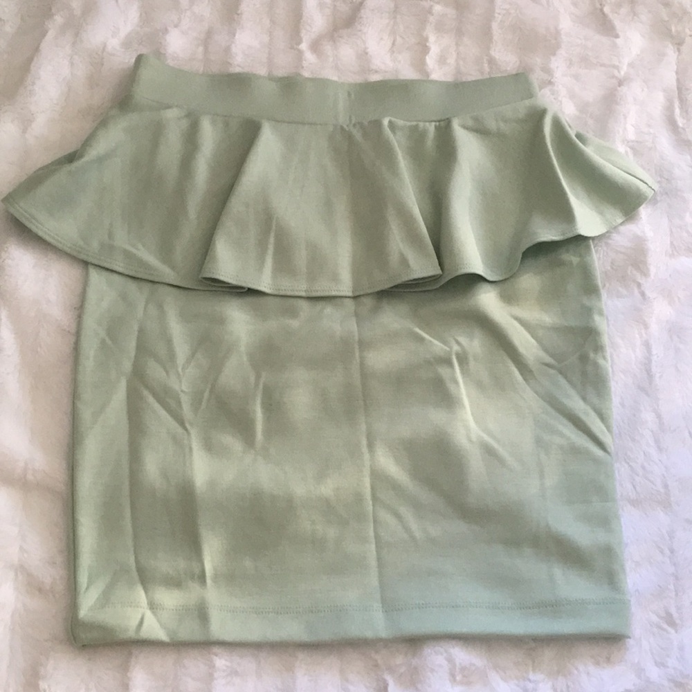 Mint Green Peplum Bodycon Skirt